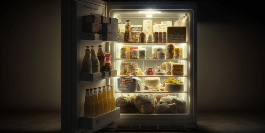 barberrr fridge with foodstuffs in a bright led lit store phot 8af48f32 b010 4667 8f84 e8141d601410